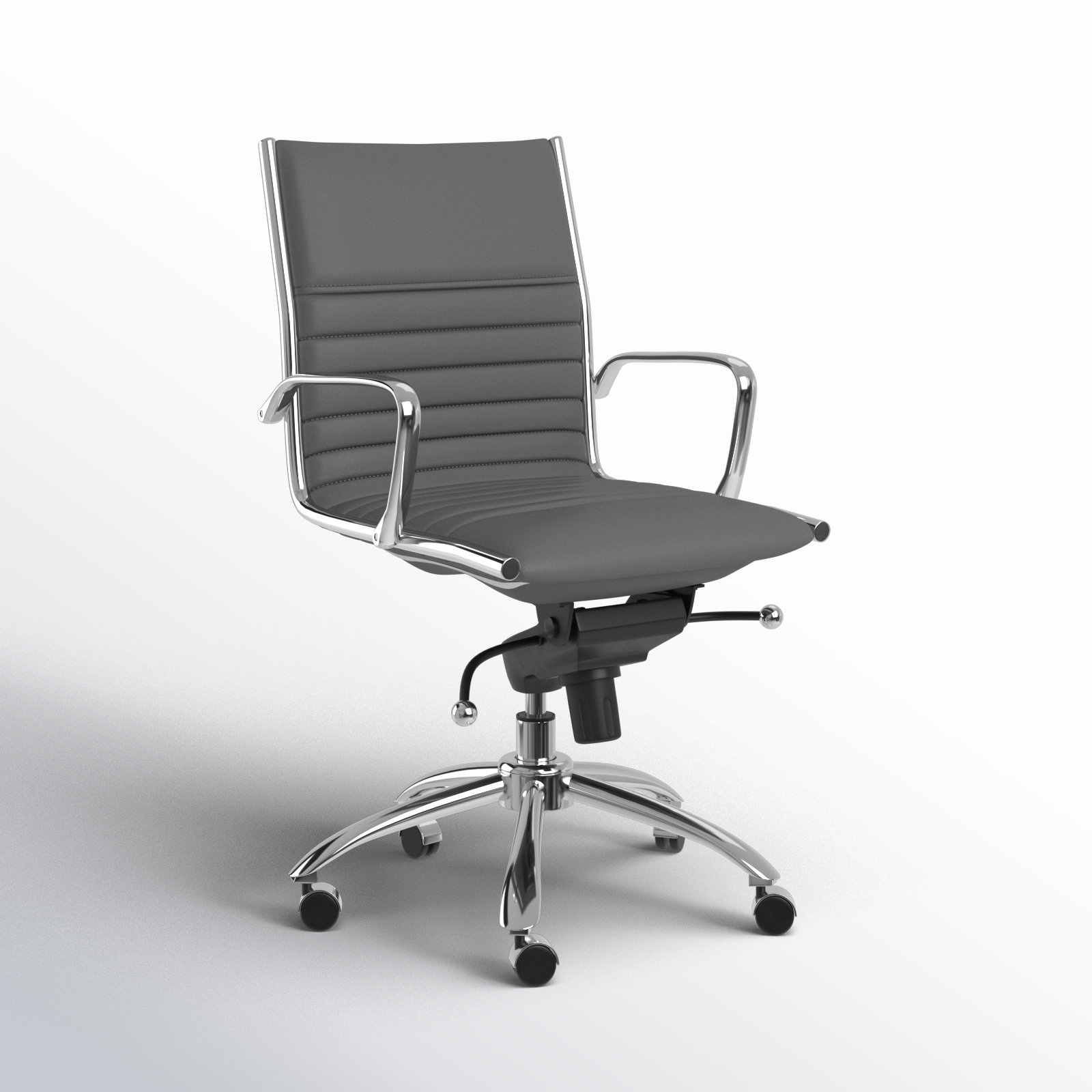 Naida Faux Leather Swivel Task Chair, Gray Faux Leather, Yes