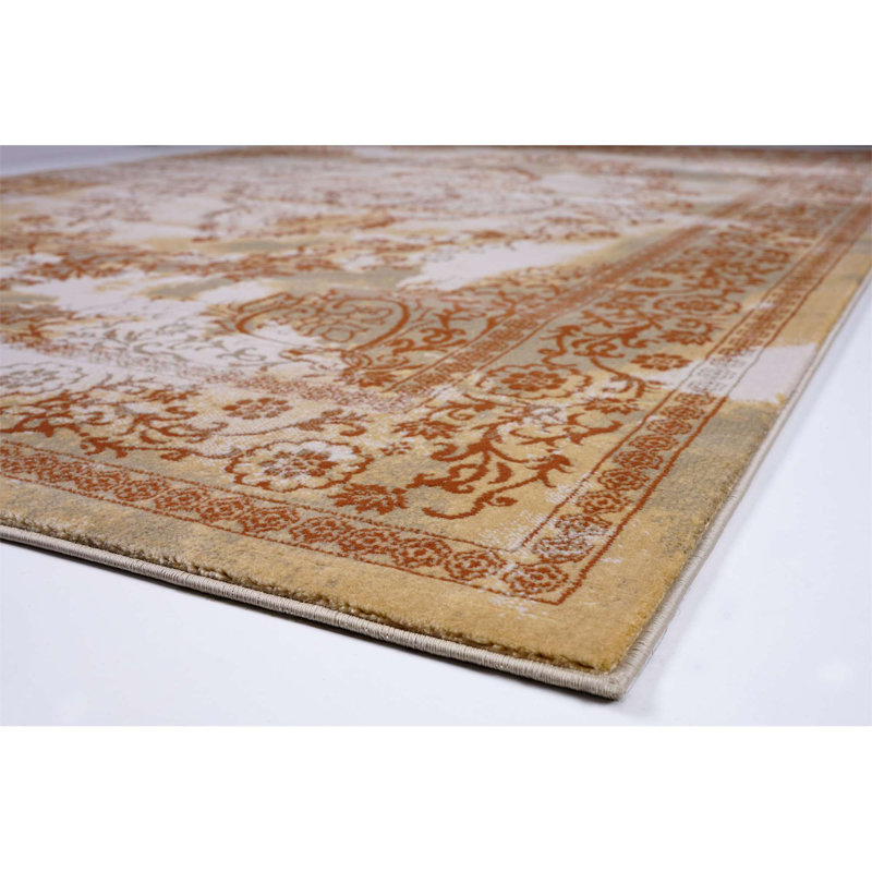 Tapis brun à motif floral Lauren, Rectangle 5 pi 3 po x 7 pi 7 po