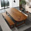 Table de salle à manger rectangulaire en bois massif brun-115692538