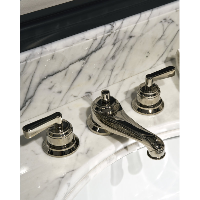 Manhattan Widespread Bathroom Faucet with Drain Assembly, Polished Nickel
