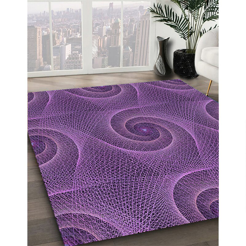 Tapis mauve tissé à la machine, Carré 5 pi