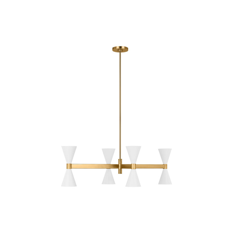 Lustre linéaire à 8 lumières Lancaster, H 13,13 po x l 24 po x P 42 po, Blanc