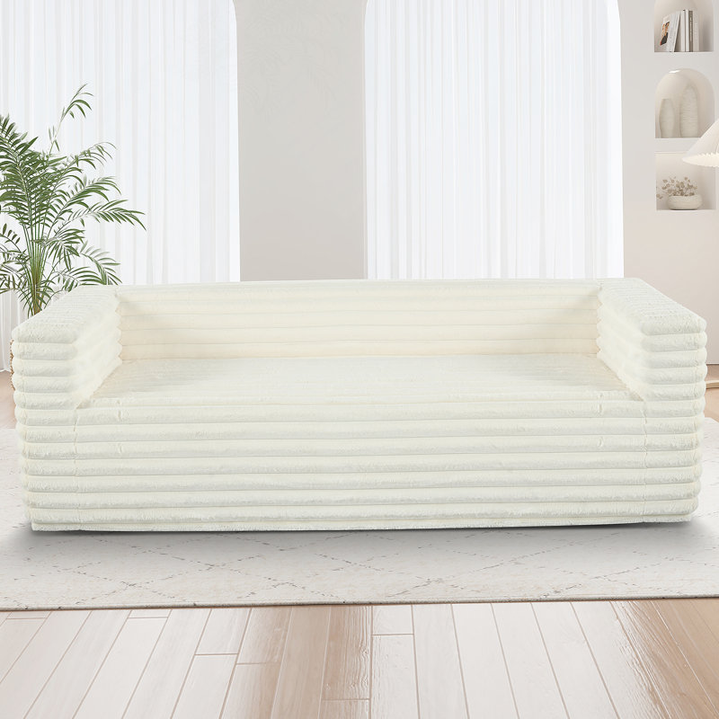 Canapé en velours côtelé 89 po 89 po Modern, Beige