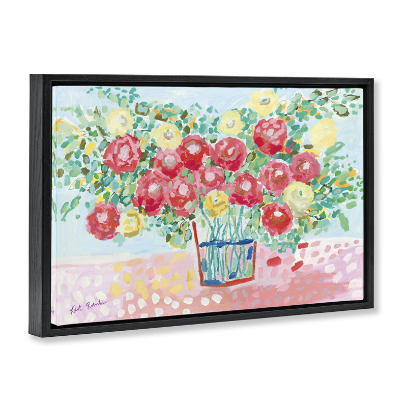 Cadre flottant Blooms from the Garden Florals, design par Kait Roberts, Cadre flottant noir de jais, H 17 po x l 25 po