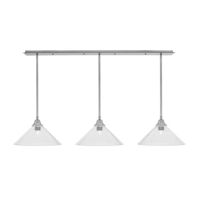 Luminaire suspendu linéaire à 3 lumières avec verre bullé
