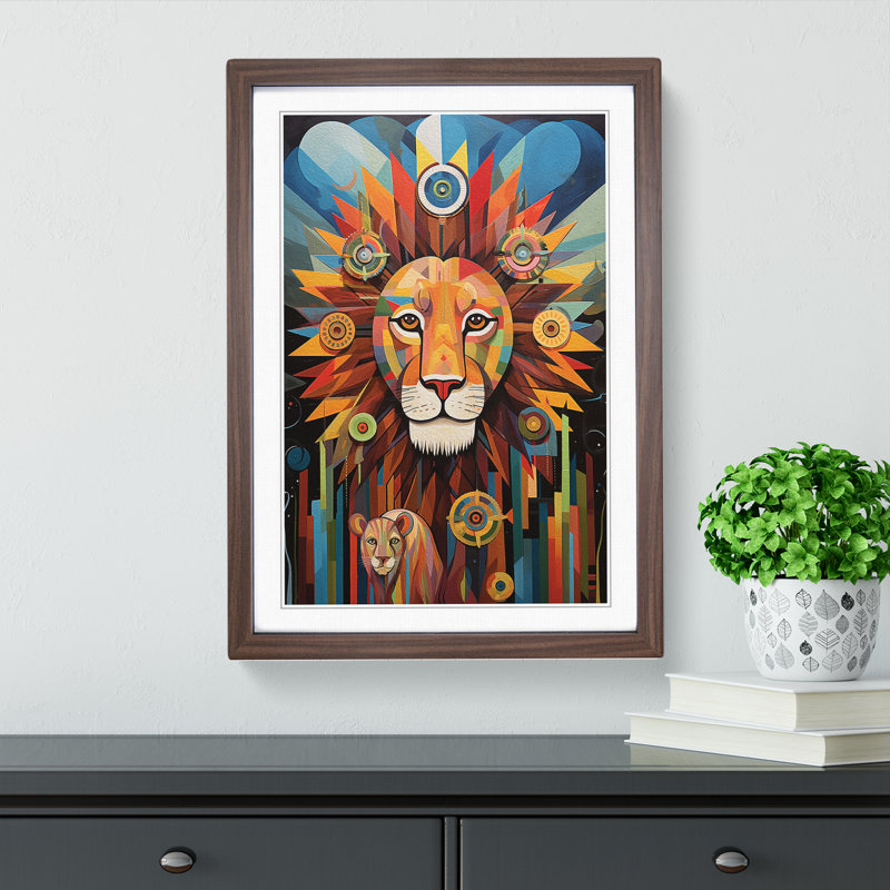 Lion Dadaism Art - Framed Print, Walnut Framed, 64cm H x 46cm W x 2cm D