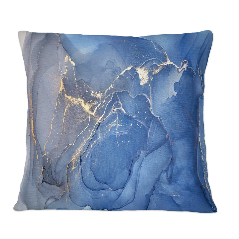 Bleu et gris encre univers - coussin décoratif moderne imprimé, 16 po x 16 po