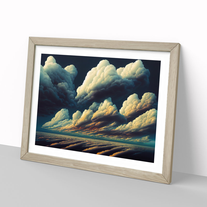 Moody Clouds - Framed Print, 25cm H x 34cm W x 2cm D, Oak Framed