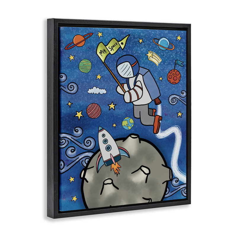 Cadre flottant astronaute Space Adventure, design par Jennifer Stith, Cadre flottant noir de jais, H 21 po x l 17 po
