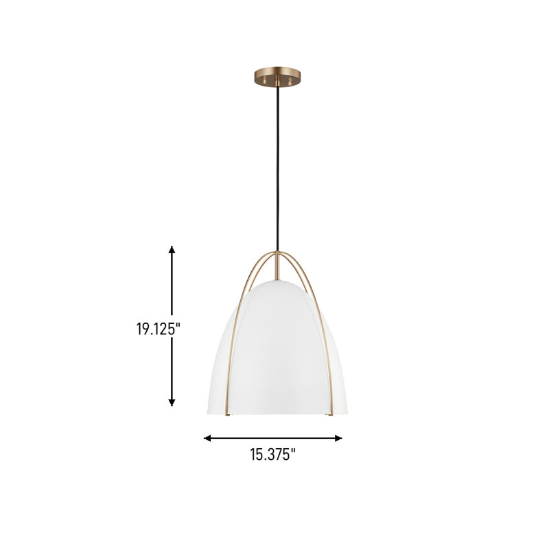 Nikki 1 - Light Single Pendant, White, Satin Brass, 19.13" H x 15.38" W x 15.38" D