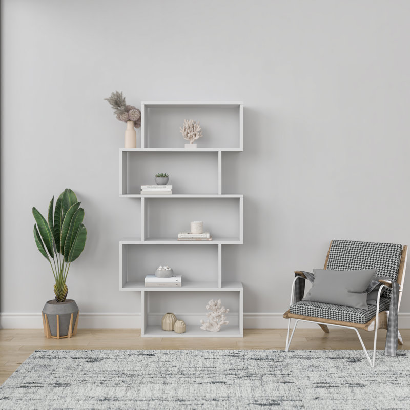 Musser Geometric Bookcase, White