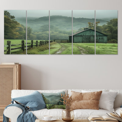Green Summer Barn Farming Heritage - Barn Canvas Art Set