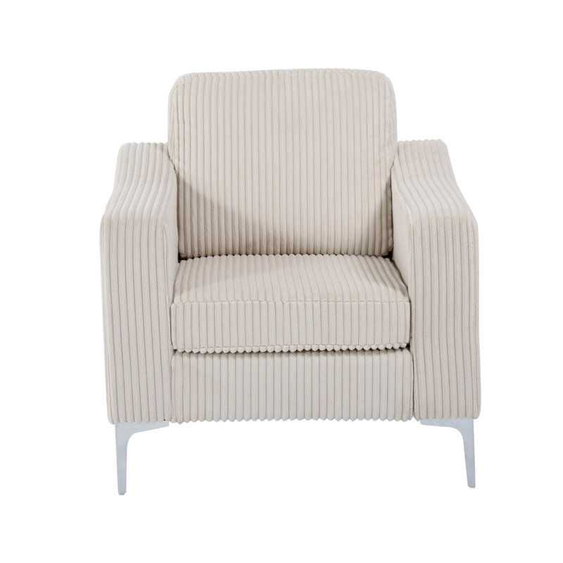 Accoudoir modulaire convertible en velours côtelé à une place Corduroy, Beige