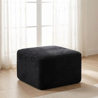 37.5" Corduroy Square Upholstered Ottoman, Soft Padded Foot Stool for Living Room Bedroom Decor