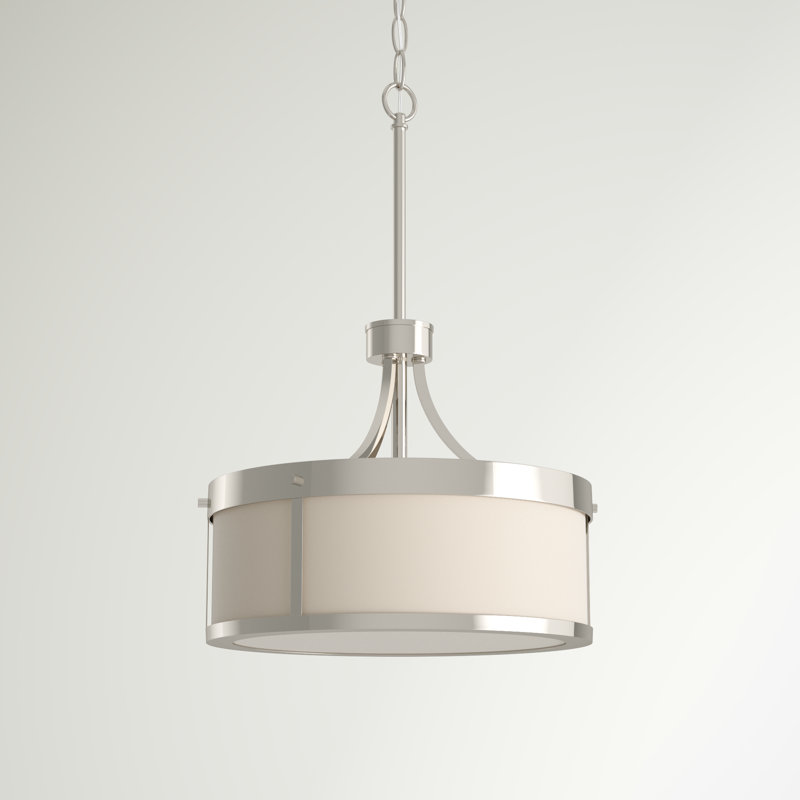 Lustre cylindrique unique à deux lumières Ashaan, Nickel poli