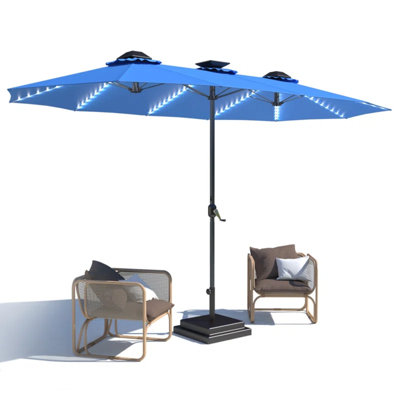 15Ft Large Double Umbrella With Solar Lights