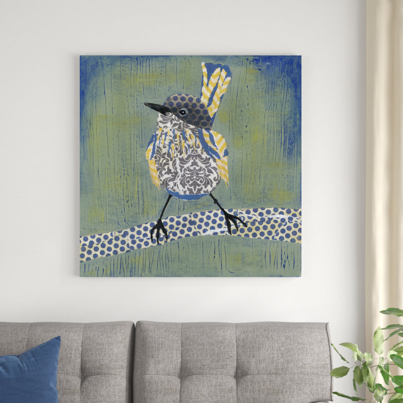 " Patchwork Wren I " by Grace Popp, 36" H x 36" W x 1.25" D