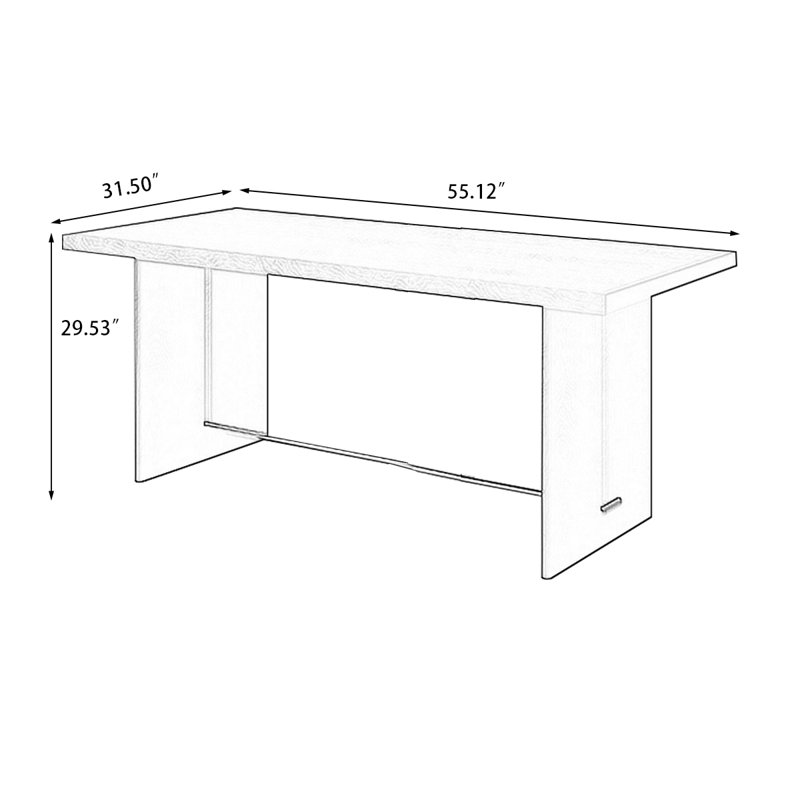 Table de salle à manger rectangulaire noire, H 29,53 po x L 55,12 po x l 31,5 po