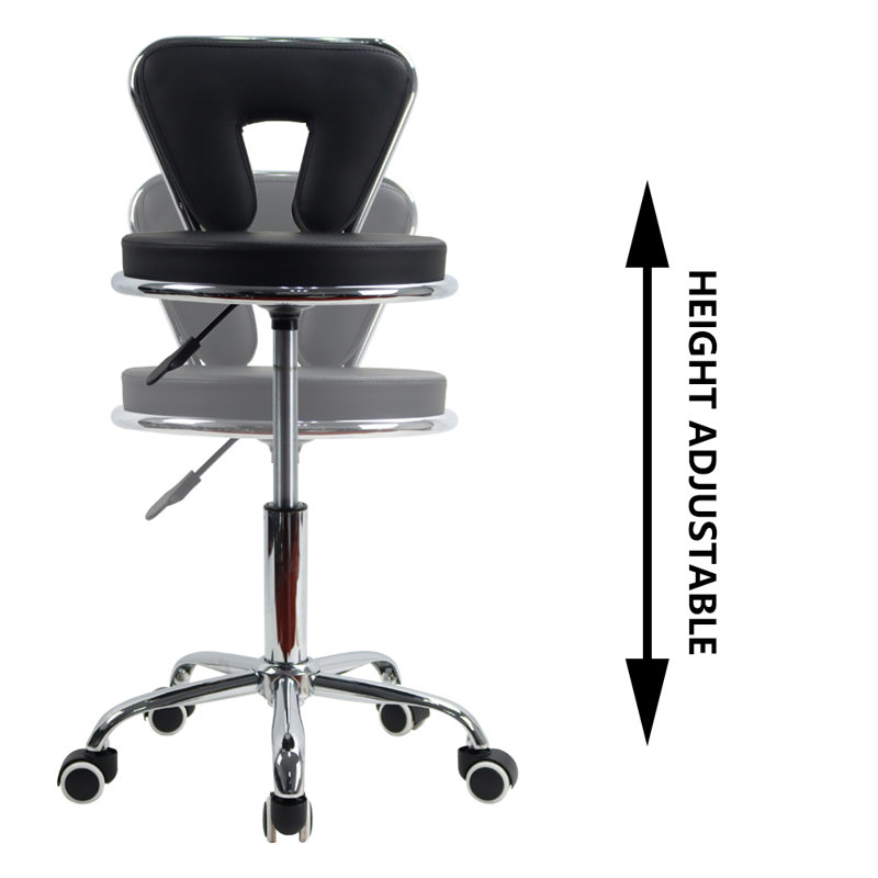 Backed Adjustable Height Ergonomic Lab Stool with Wheels