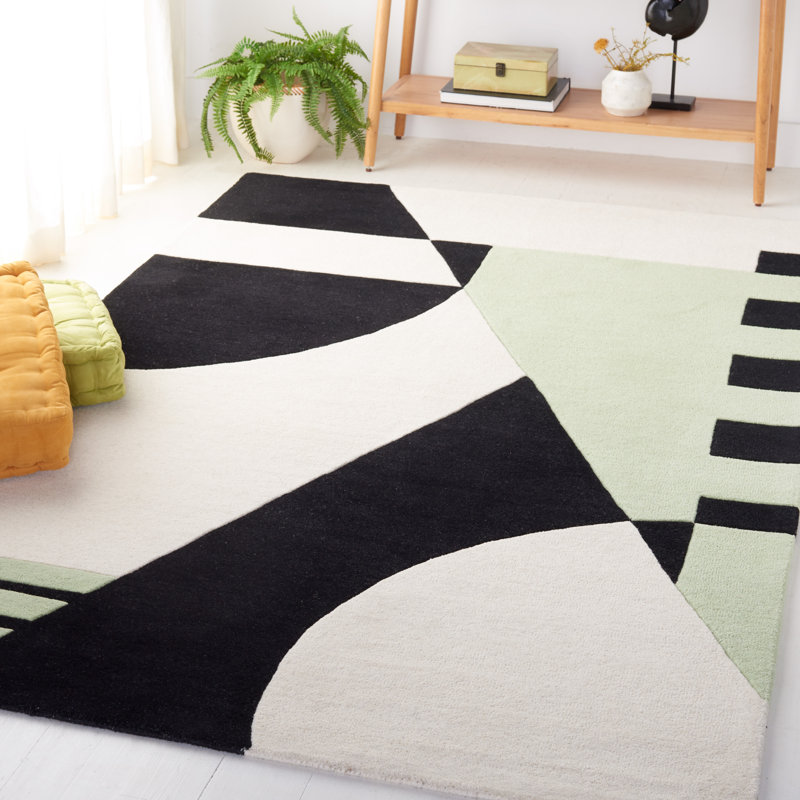 Hina Rd863 Area Rug In Black / Green, Rectangle 6' x 9'