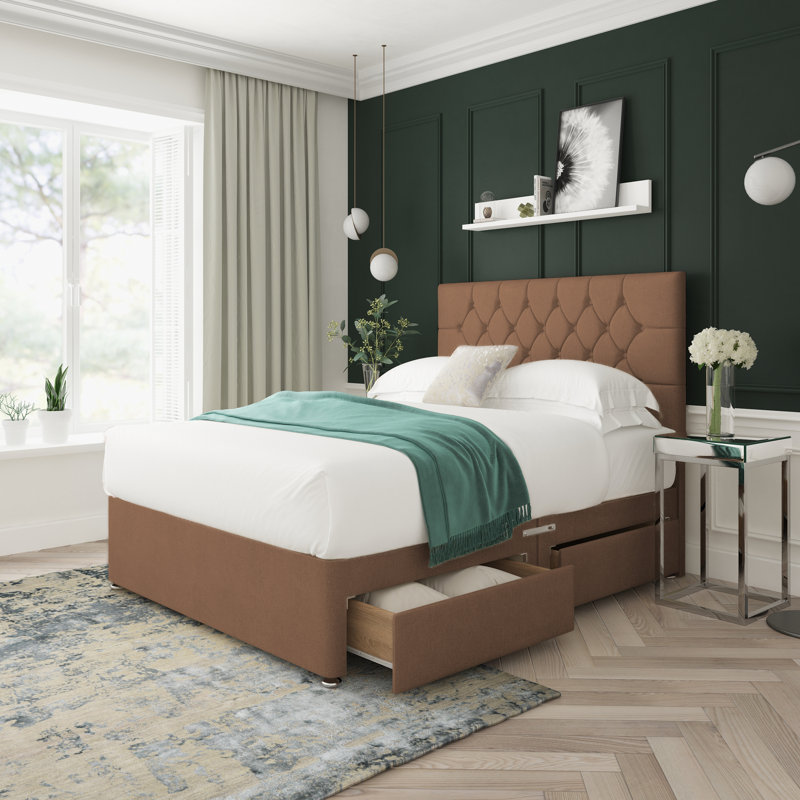 Divan Bed Base, Left Side Drawers, Truffle, Small Single (2'6)