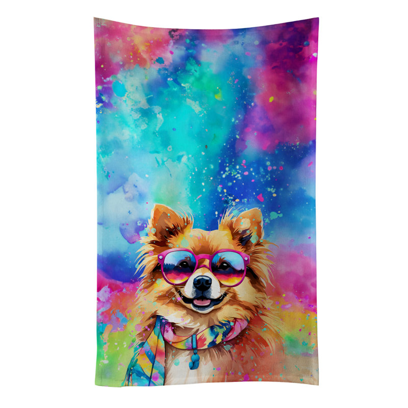 Pomeranian Hippie Dawg Kitchen Towel