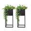 Ensemble de 2 boîtes à fleurs surélevées en métal noir pour auberge intérieure / extérieure - noir - 20 po-360732395-360732389
