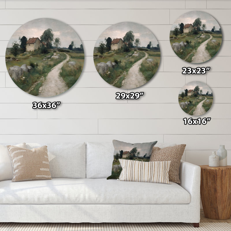Décoration murale grise et charmante ferme grange en Irlande, L 16 po x H 16 po