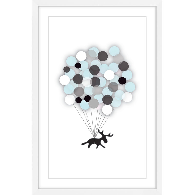 «Blue Balloon Moose» par Katarina Snygg, reproduction encadrée, H 18 po x l 12 po x P 1,5 po