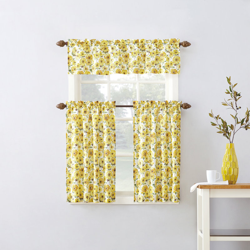 Zeeshan Floral Tailored Kitchen Curtain, 54" W x 24" L