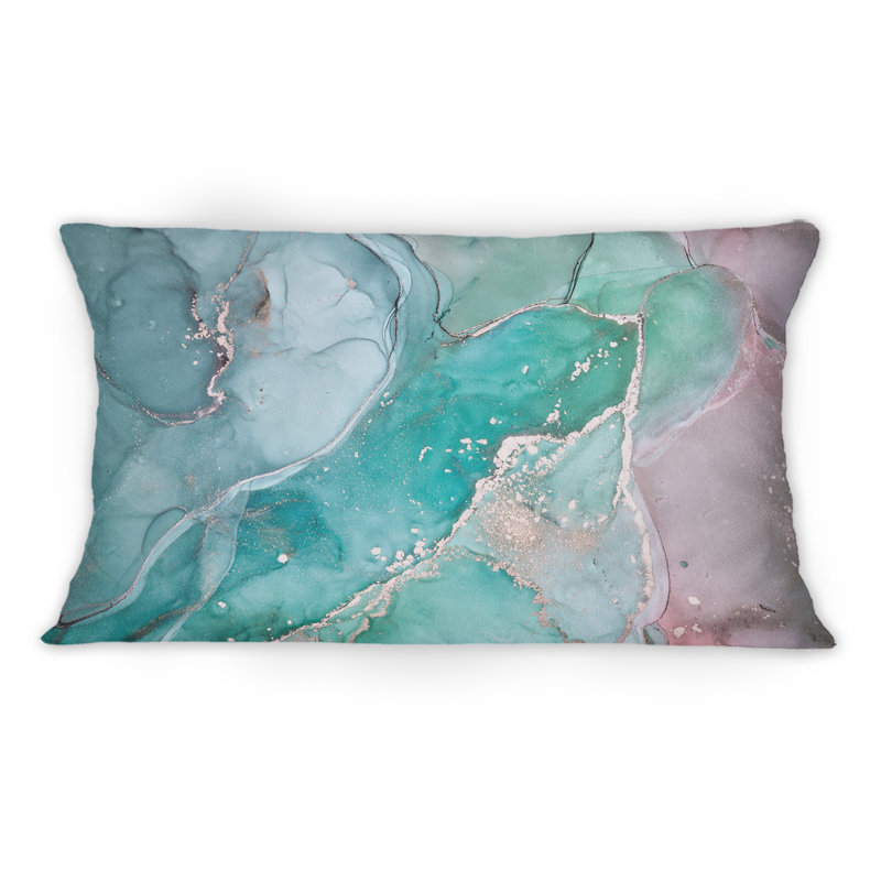 Coussin Turquoise abstrait marbre - imprimé moderne 1