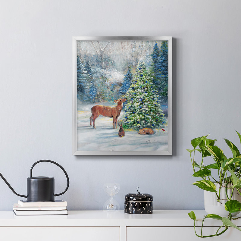 Toile encadrée de qualité supérieure Winter Gathering - prête à être accrochée, H 24 po x l 20 po, Argent
