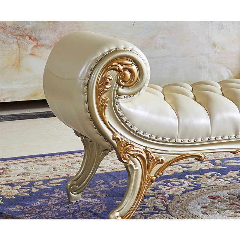 Banc rembourré en cuir véritable