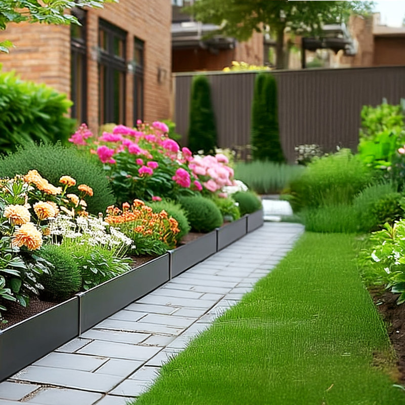 METAL BORDERS 20CM 101cm H x 20cm W Metal Lawn Edging, Grey