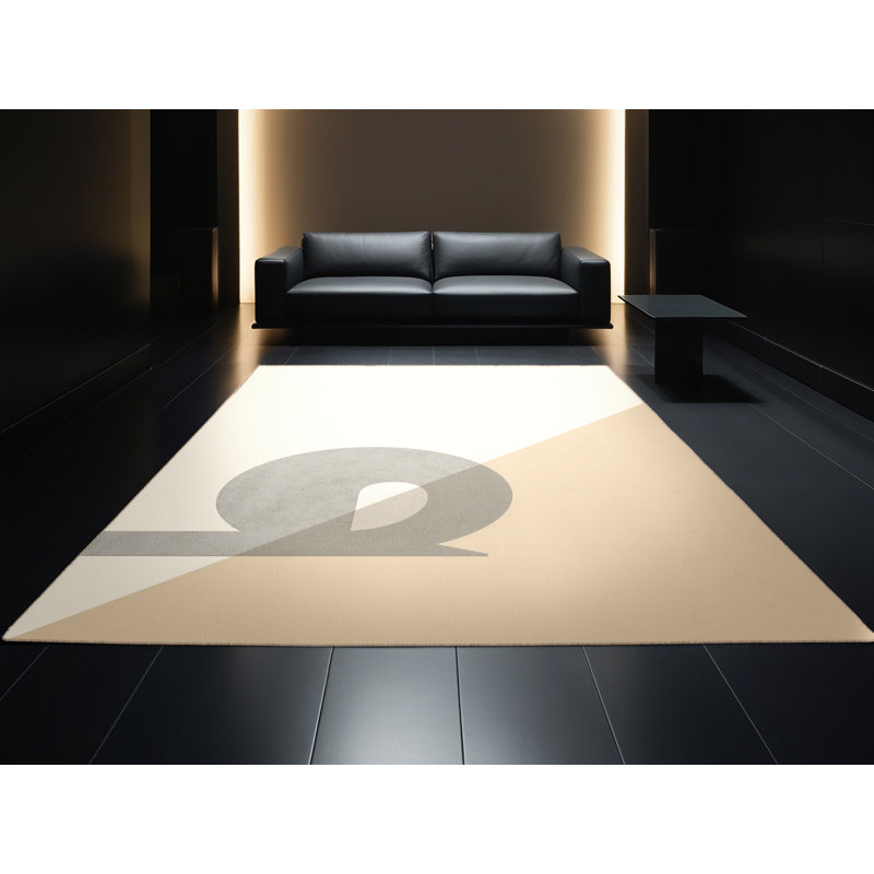 Machine Washable Paxton Curling Stone Minimalist Rug in Beige – Beige Binding, 8x10