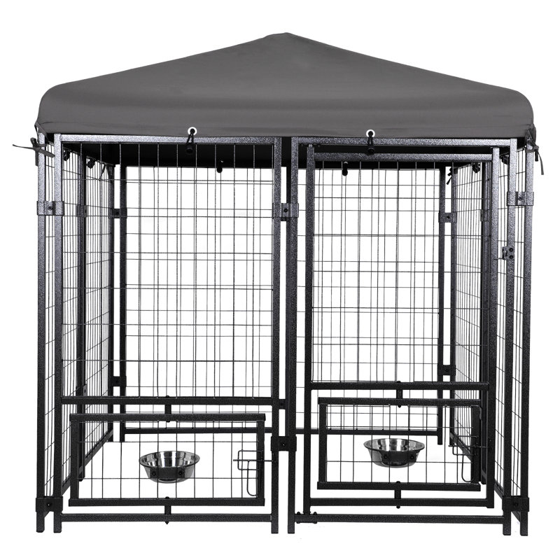 Chenil en métal avec porte, H 71,8 po x l 47,2 po x P 95,8 po