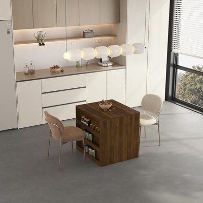 Table de salle à manger extensible en bois multifonctionnelle, table extensible rectangulaire pour 1 à 10 personnes avec tablettes latérales