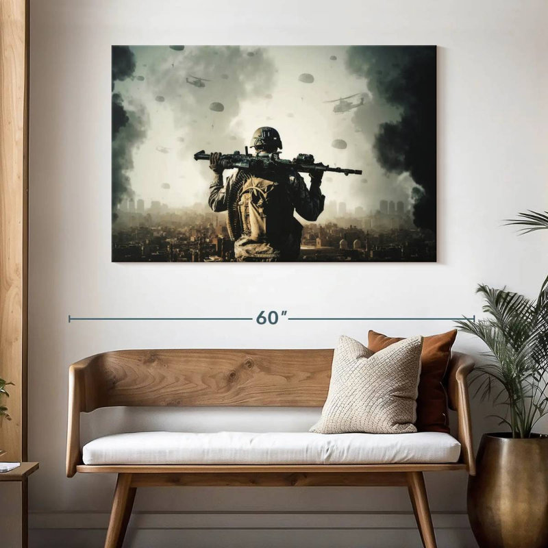Zone de guerre militaire, H 32 po x l 48 po
