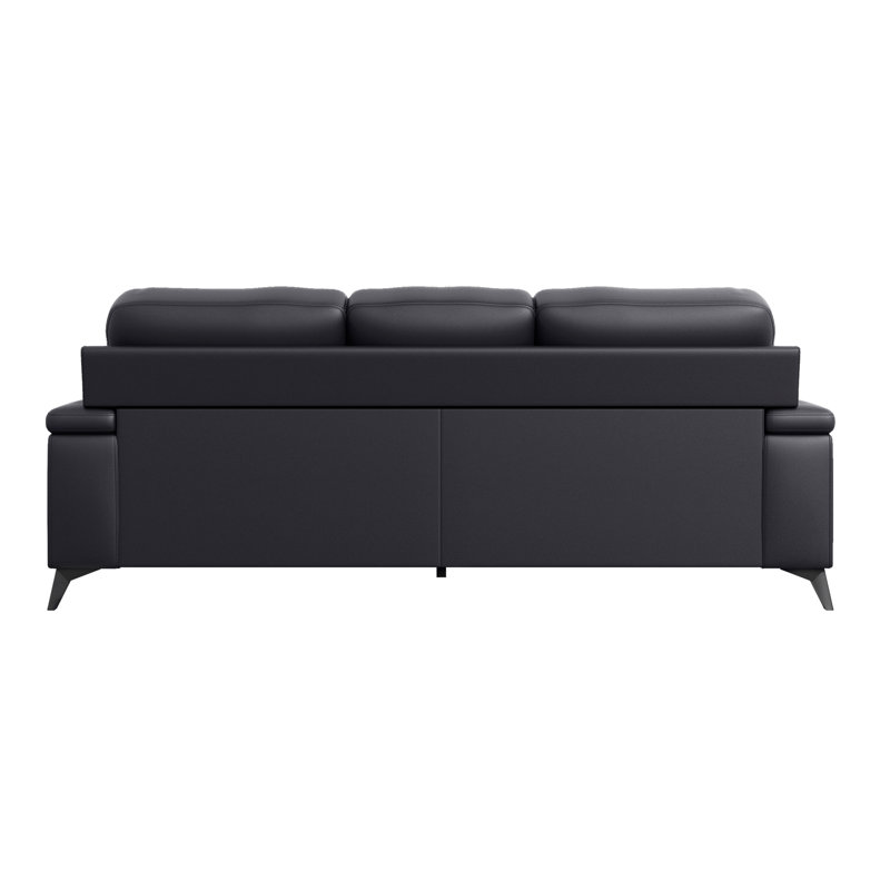 Sofa, Black Leather & Faux Leather-Match, 88.75" W
