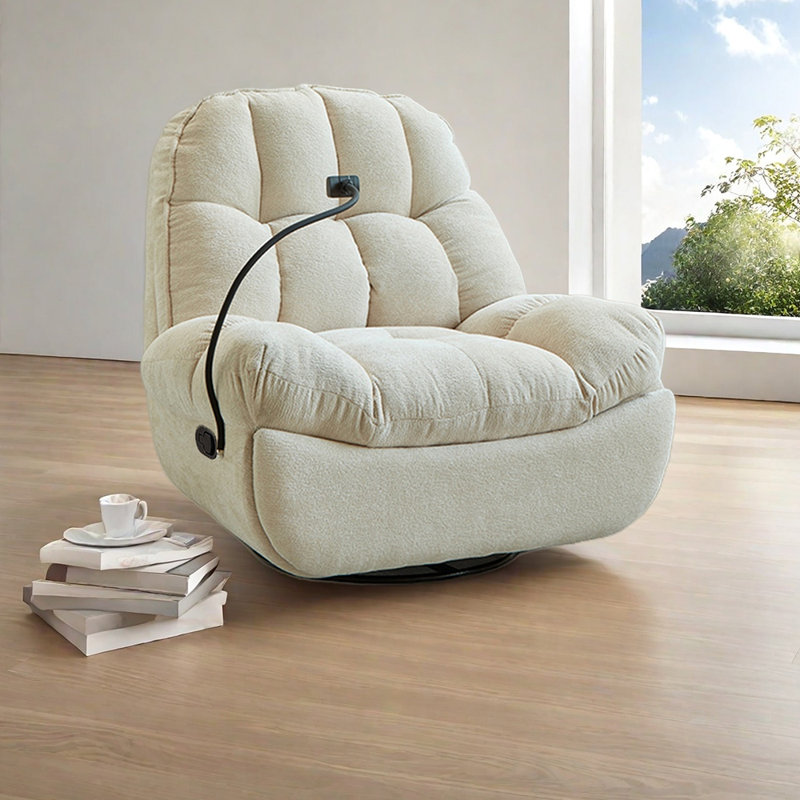 Ergonomic Recliner Chair with Phone stand, Beige