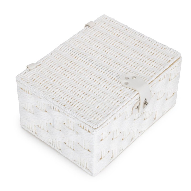 Twisted White Paper Rope Storage Basket, 15 cm H x 30 cm W x 22 cm D