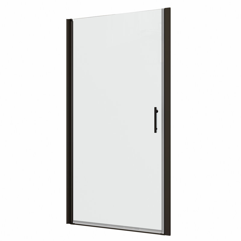 Porte de douche de salle de bain pivotante universelle avec verre trempé - fonction de fuite de 1/4 po noir mat