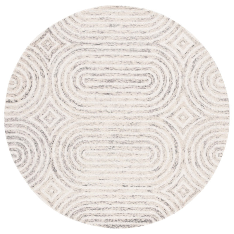 Azrael Hand Tufted Wool Cotton with Latex Geometric Rug in Ivory/Gray, Runner 2'3" x 9'