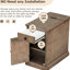 Table d'appoint de salon avec prises de courant, tiroir et porte-gobelet, table de bout brune au fini antique, options de rangement compatibles-338009724