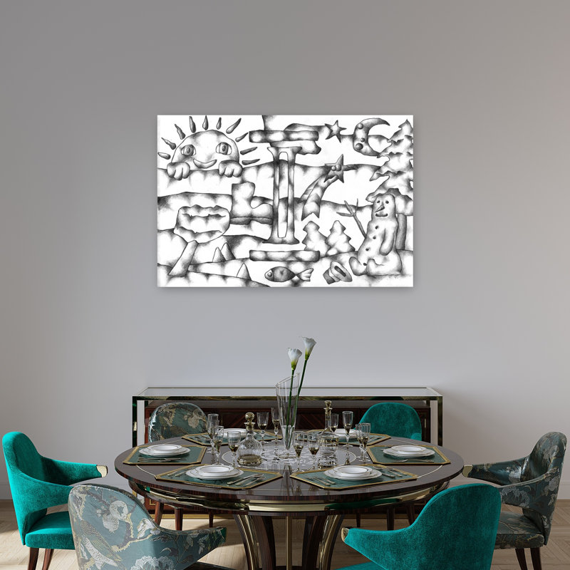 Whimsical Winter World Whimsical Abstract Contemporary Fish Landscape Nature Wall Art Print 1 Piece Wrapped Canvas Wall Art