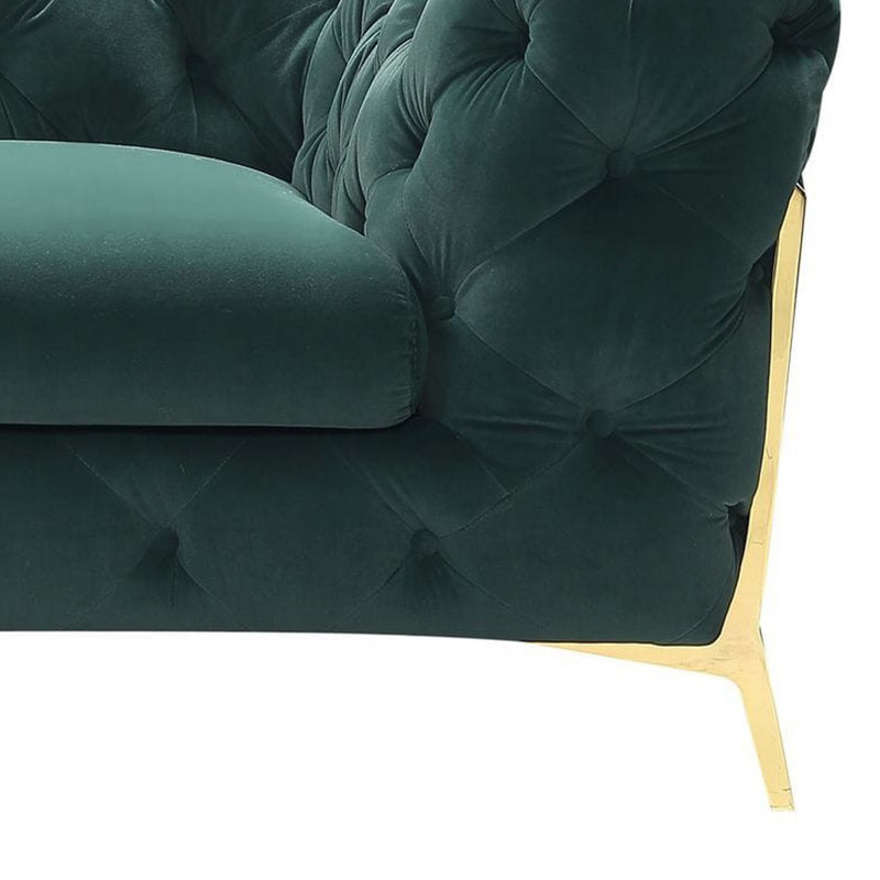 Soule - Transitional Velvet Loveseat, 30" H x 74" W x 40" D, Emerald Green