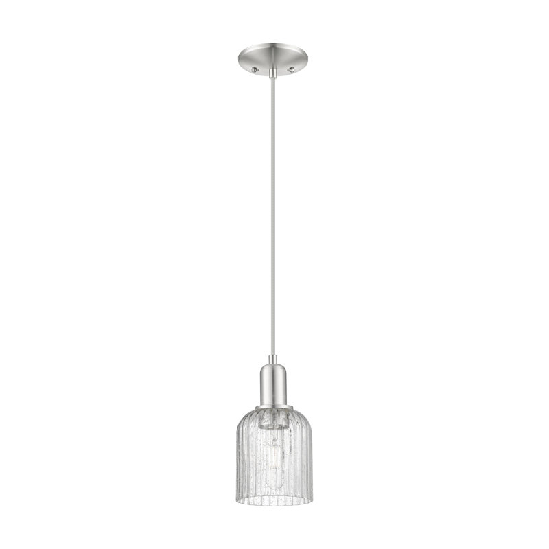 Downtown Urban - voile de mariée - mini-luminaire suspendu à cordon 1 lumière 12 po - finition nickel poli - abat-jour transparent