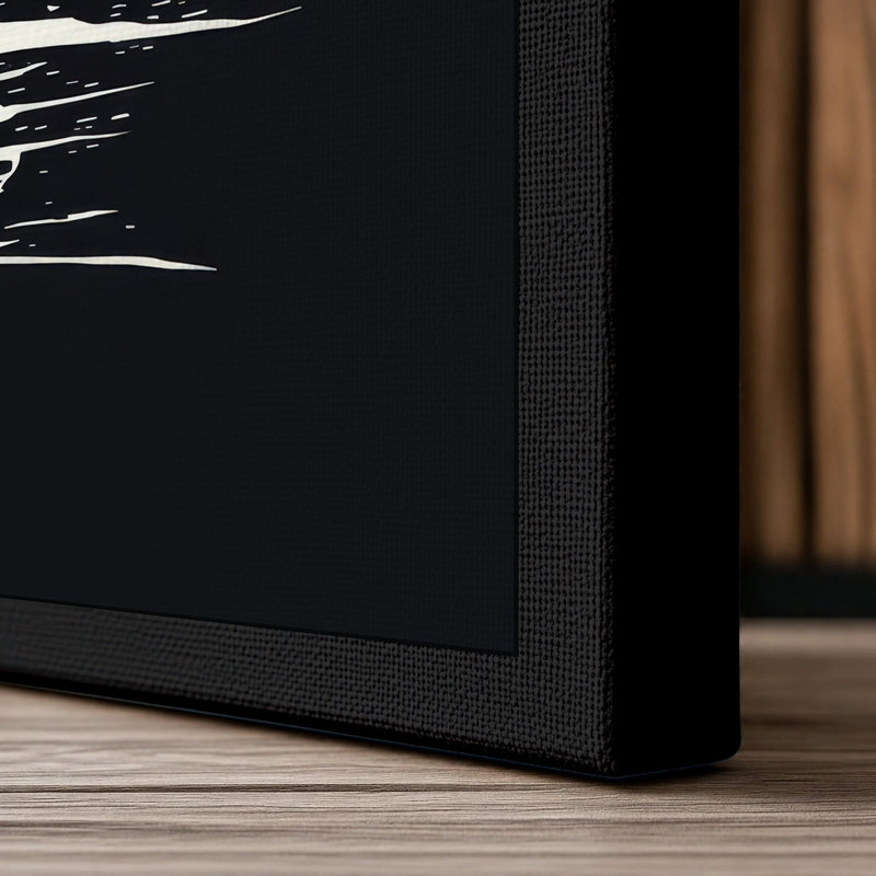 Mountain at Sunset Geometric - Wrapped Canvas, 30x20 - 76.2 x 50.8 cm, Black Border