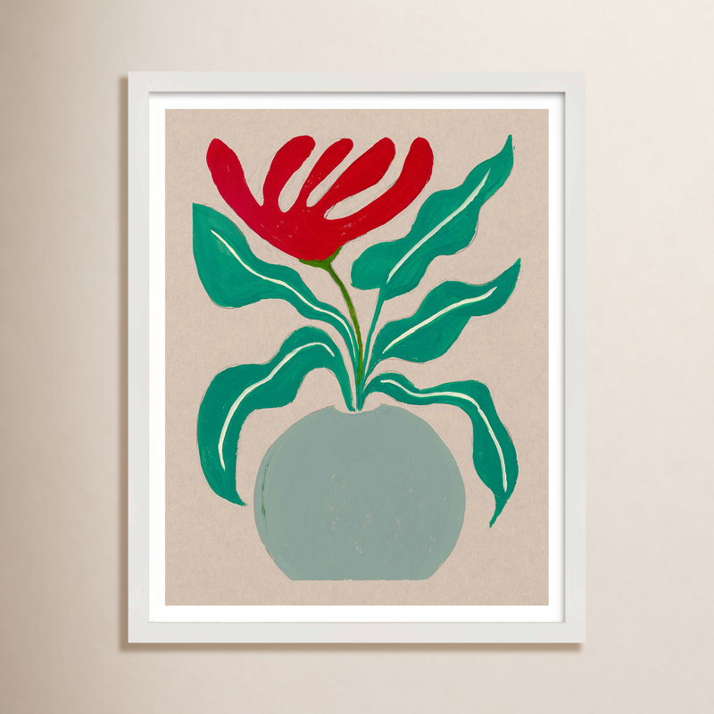 Trippy Tulip Painting by Andrea Stokes, 38" H x 30" W x 1.25" D, White Framed Paper