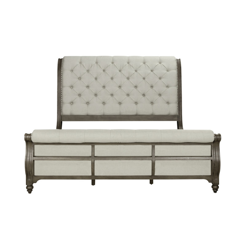 Aisja King Sleigh Bed, Dresser & Mirror, Chest Bedroom Set, King, 4 Pcs: Bed, Chest, Dresser, Dresser Mirror